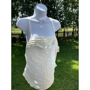 Vintage White Satin Camisole Top With Pleated Detail & Adjustable Straps Size Me